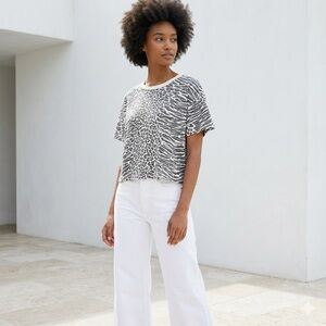 Current/Elliott leopard zebra animal print crop tee shirt - size 3 (Large)